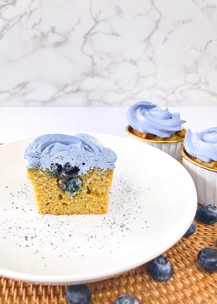 Blueberry Butterfly Pea Cupcake 蝶豆花藍莓杯子蛋糕